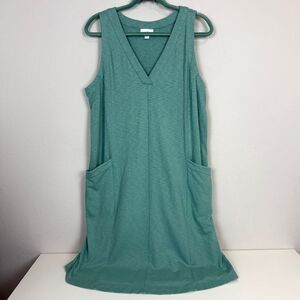 J. Jill Green Sleeveless Slub Cotton Modal Midi Dress L Tall